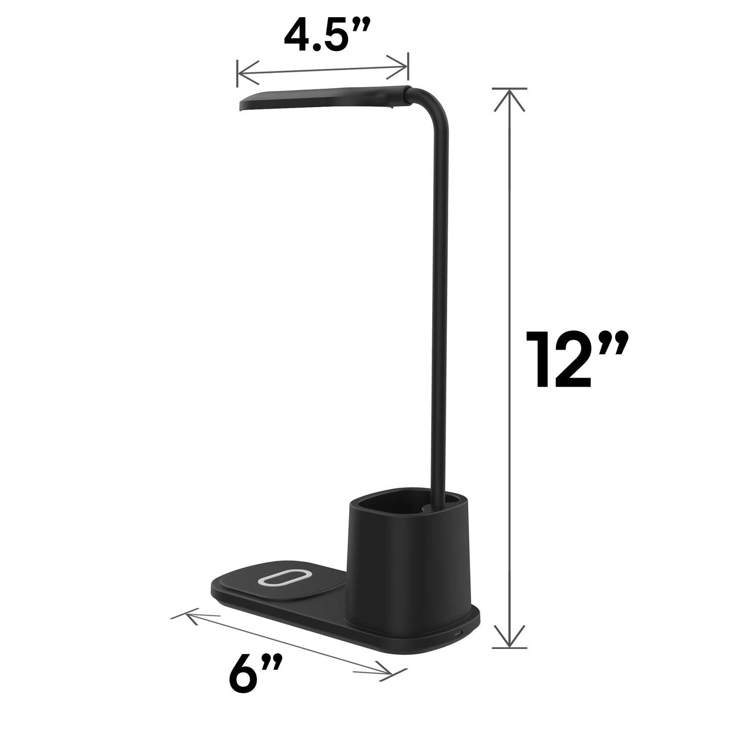 TIFOR U-Light LED Desk Lamp with Wireless Charger & Organizer Black