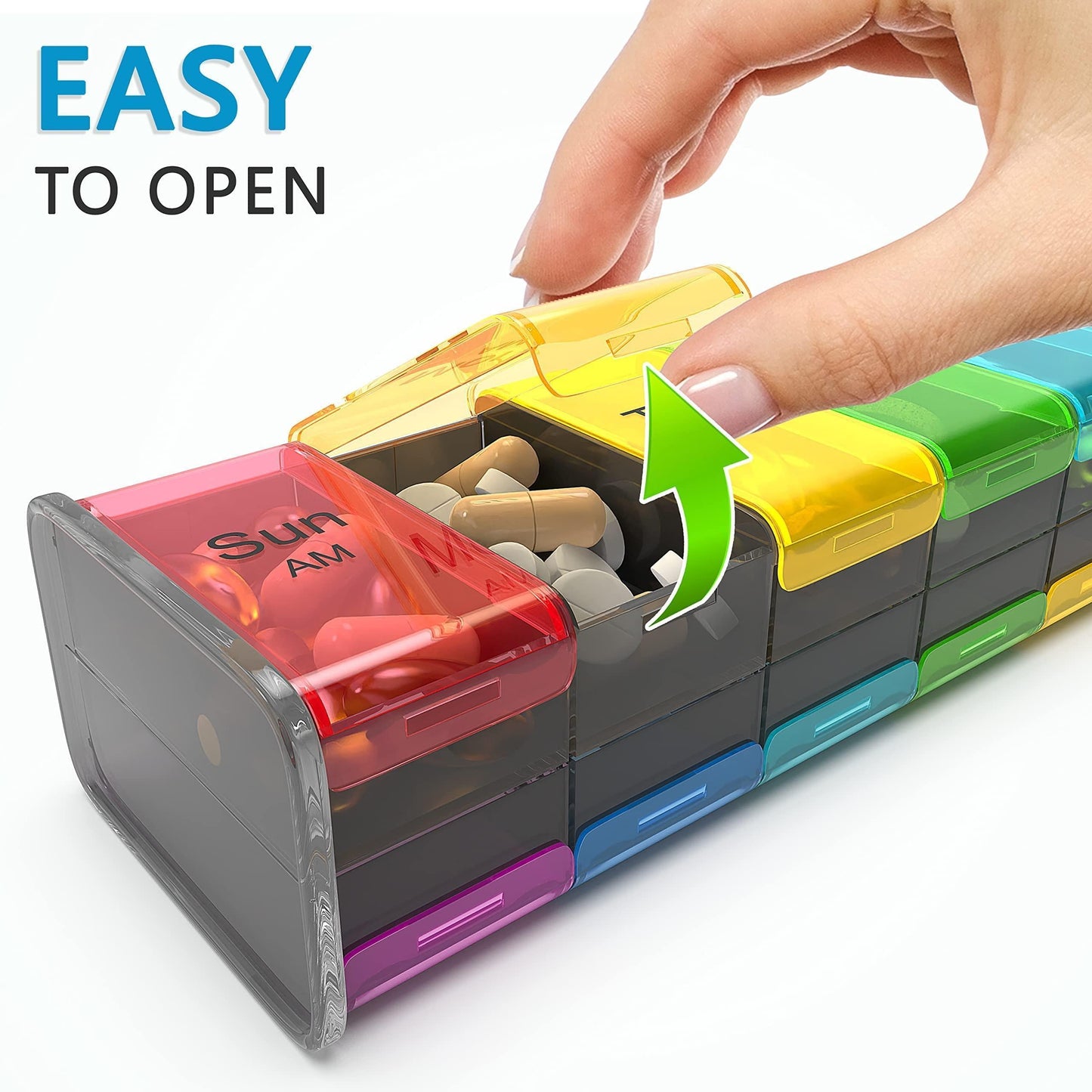 Extra Large Pill Organizer XXL Pill Box 7 Day Weekly Pill Organizer with AM PM