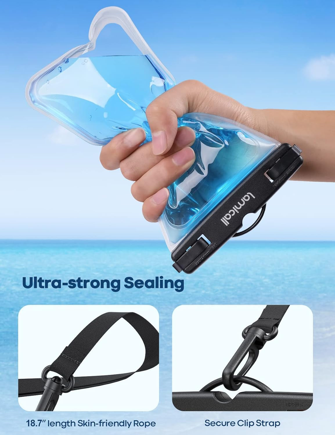 Waterproof Phone Pouch Case - [2 Pack][Easy Lock & Heavy Duty] IPX8 Water Proof Cell Phone Dry Bag for Beach, Protector for Iphone 16 15 14 13 12 11 Pro Max plus XS XR, Galaxy S24 S23, 4-7"