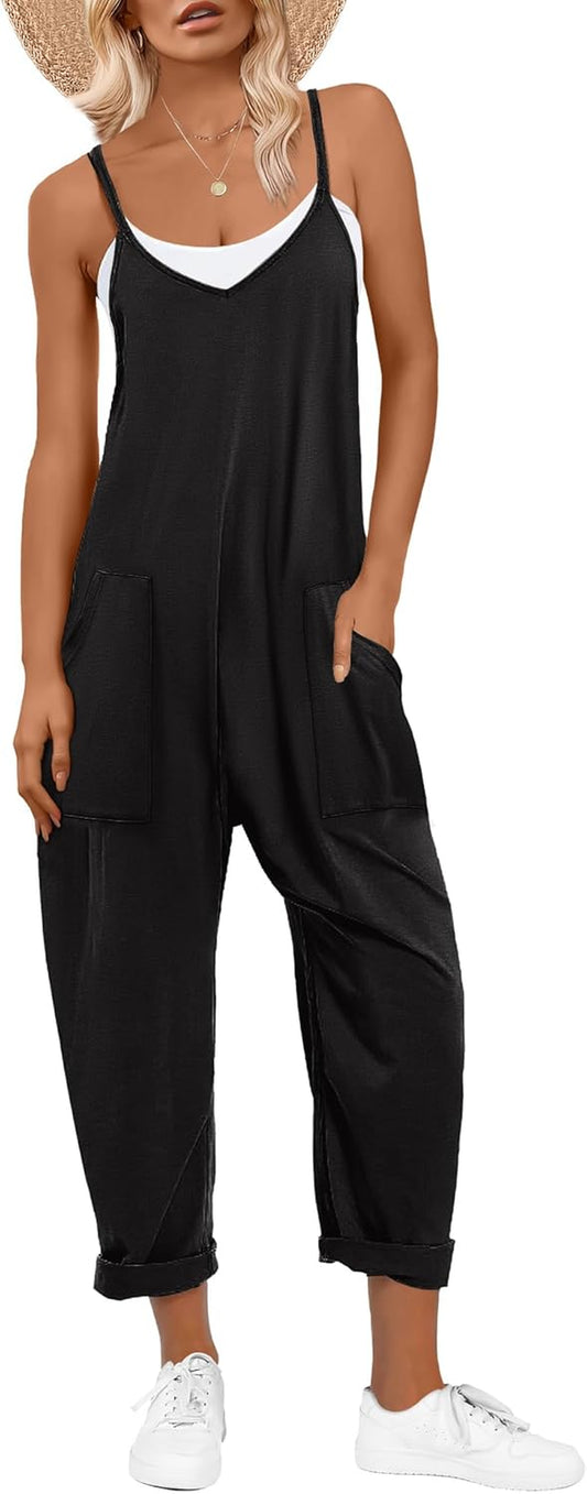 Jumpsuits for Women Casual Summer Overalls Sleeveless Spaghetti Strap Romper Jumpers Trendy Beach Vacation Outfits