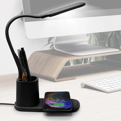 TIFOR U-Light LED Desk Lamp with Wireless Charger & Organizer Black