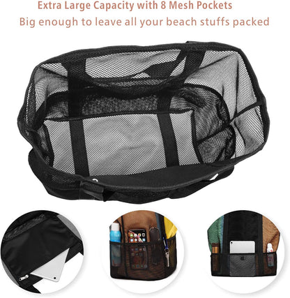 Mesh Beach Bag Family - Large Tote Bag for Cruise Pool Beach Vacation Essentials