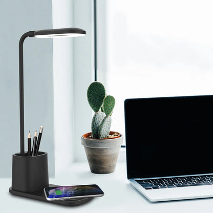 TIFOR U-Light LED Desk Lamp with Wireless Charger & Organizer Black