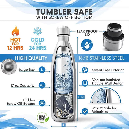 750Ml Diversion Water Bottle Portable Water Bottle Secret Stash Pill Organizer Can Safe Hiding Spot for Money Bonus Key Ring Box