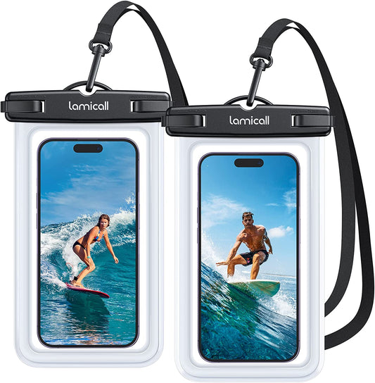 Waterproof Phone Pouch Case - [2 Pack][Easy Lock & Heavy Duty] IPX8 Water Proof Cell Phone Dry Bag for Beach, Protector for Iphone 16 15 14 13 12 11 Pro Max plus XS XR, Galaxy S24 S23, 4-7"