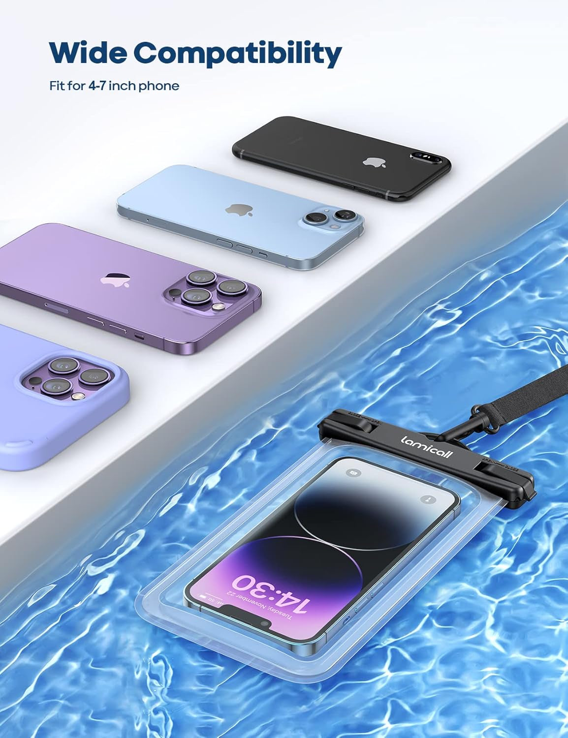 Waterproof Phone Pouch Case - [2 Pack][Easy Lock & Heavy Duty] IPX8 Water Proof Cell Phone Dry Bag for Beach, Protector for Iphone 16 15 14 13 12 11 Pro Max plus XS XR, Galaxy S24 S23, 4-7"