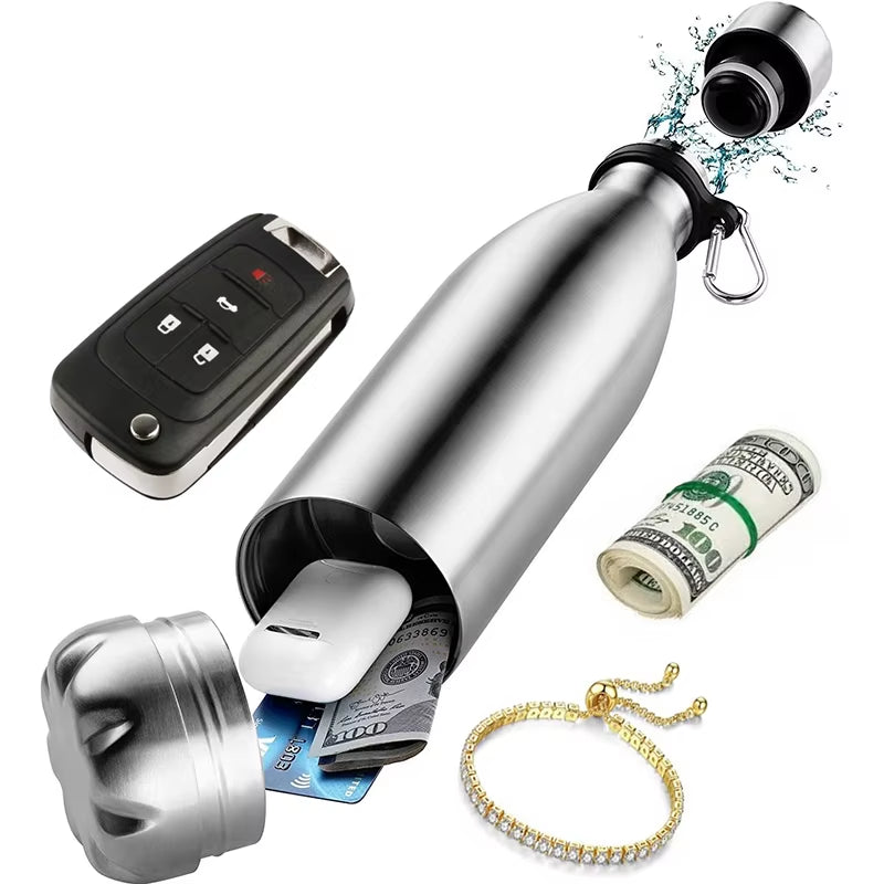 750Ml Diversion Water Bottle Portable Water Bottle Secret Stash Pill Organizer Can Safe Hiding Spot for Money Bonus Key Ring Box
