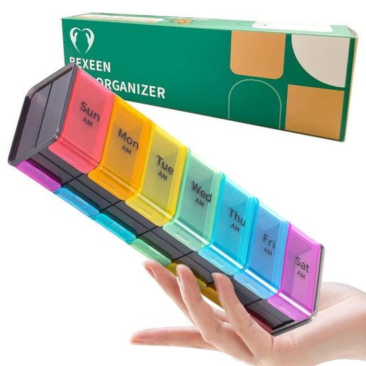 Extra Large Pill Organizer XXL Pill Box 7 Day Weekly Pill Organizer with AM PM