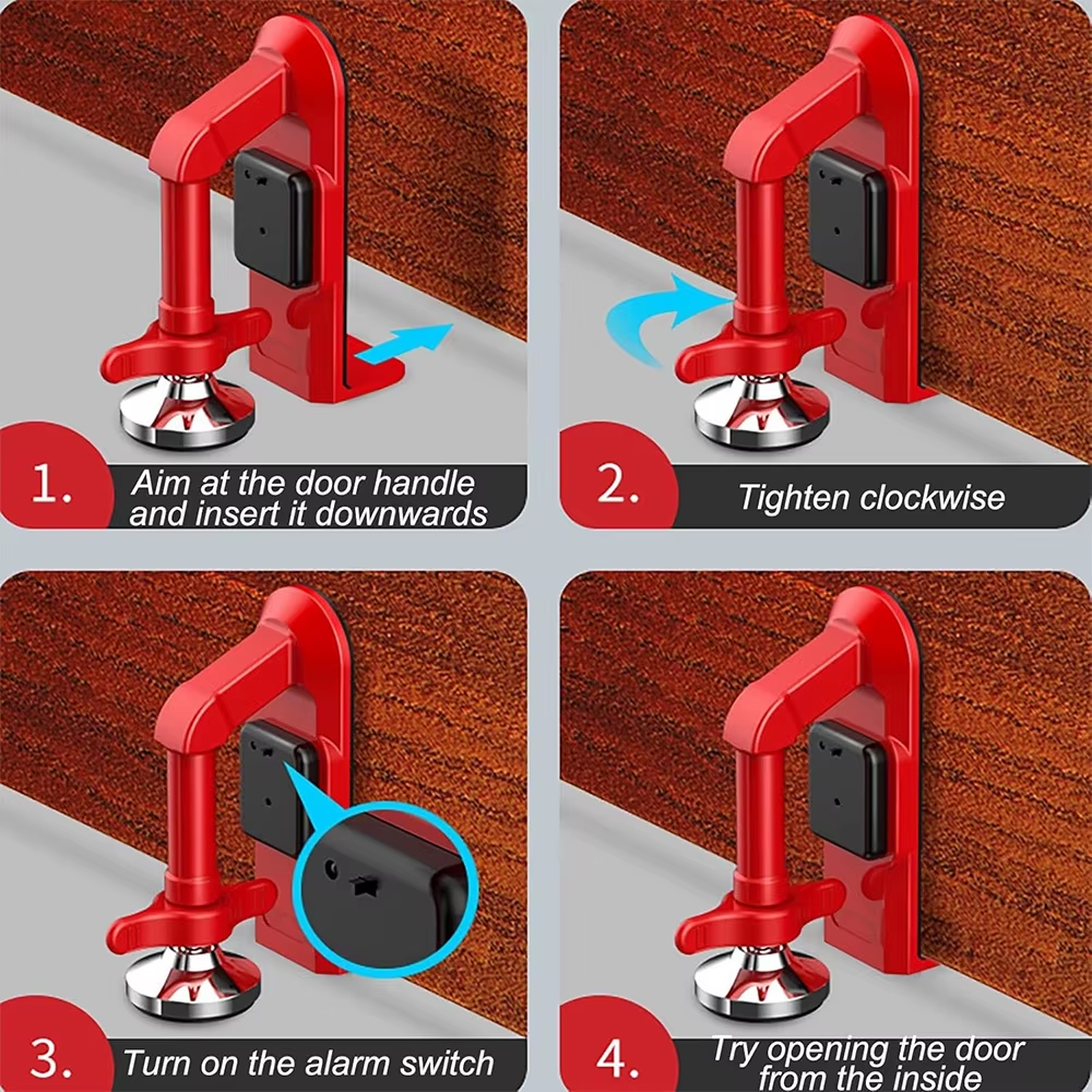 New Portable Alarm Door Stopper Battery Powered Door Lock for Women Security Pro